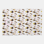 ヴィンテージピンクとホワイトウォーターの色のアイスクリームコーン キッチンタオル (横)