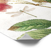 ヴィンテージピンクとホワイトボタニカルバラ ポスター (角)