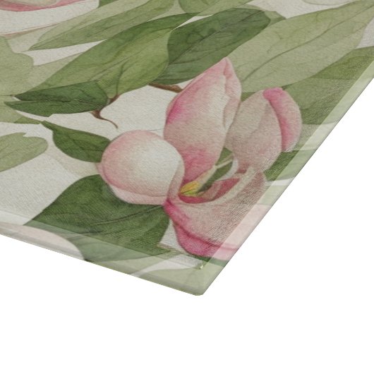 ヴィンテージピンクとホワイトマグノリアス カッティングボード (角)