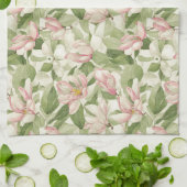 ヴィンテージピンクとホワイトマグノリアス キッチンタオル (折り畳み)