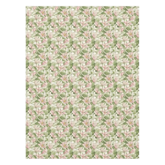 ヴィンテージピンクとホワイトマグノリアス テーブルクロス (正面)