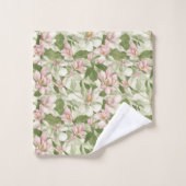 ヴィンテージピンクとホワイトマグノリアス バスタオルセット (ウォッシュタオル)