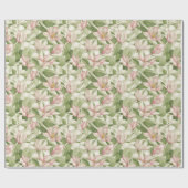 ヴィンテージピンクとホワイトマグノリアス ラッピングペーパー (フラット)