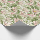 ヴィンテージピンクとホワイトマグノリアス ラッピングペーパー (角)