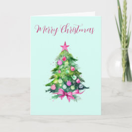 ヴィンテージピンクとミントクリスマスツリー カード