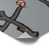 ヴィンテージピンクと灰色の花のパターン ポスター (角)