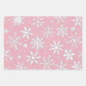 ヴィンテージピンクと白の雪片パターン ラッピングペーパーシート (正面)