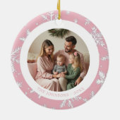 ヴィンテージピンクと白の雪片2枚 セラミックオーナメント (裏面)