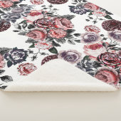 ヴィンテージピンクと紫のバラパターン シェルパブランケット (3/4)