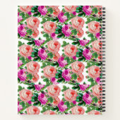 ヴィンテージピンクと紫のフローラバラパターン ノートブック (裏面)