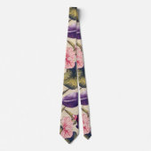 ヴィンテージピンクと紫の熱帯花の植物学 ネクタイ (正面)