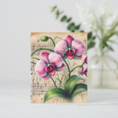 ヴィンテージピンクと緑の蘭シート音楽スクラップブック (スタンド正面)