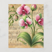 ヴィンテージピンクと緑の蘭シート音楽スクラップブック (裏面)