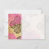 ヴィンテージピンクと茶色のダマスクサンキューカード サンキューカード (裏面)