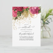 ヴィンテージピンクと金ゴールドのオンライン仮想結婚機器 招待状 (スタンド正面)