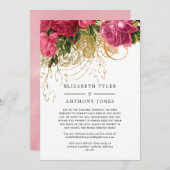 ヴィンテージピンクと金ゴールド結婚のゲ減らストリスト 案内状 (正面/裏面)