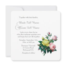 ヴィンテージピンクと黄色のバラ結婚の花