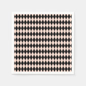 ヴィンテージピンクと黒のハーレクインパターン スタンダードカクテルナプキン (正面)