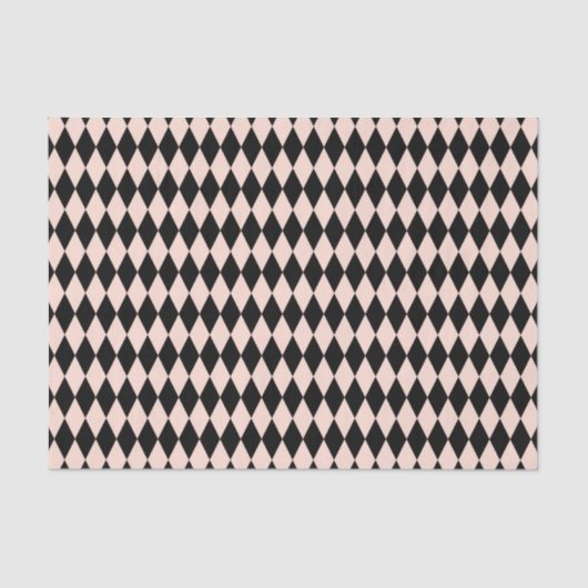 ヴィンテージピンクと黒のハーレクインパターン 薄葉紙 (正面)