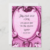 ヴィンテージピンクと黒の誕生日パーティーへの招待 招待状 (裏面)