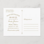 ヴィンテージピンクのアンティークが輝き日付を保存 案内ポストカード (裏面)