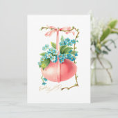 ヴィンテージピンクのイースター卵、リボン忘れと-Me-Nots シーズンカード (スタンド正面)