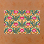 ヴィンテージピンクのオレンジ色のチューリップの対角パターン 薄葉紙