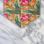 ヴィンテージピンクのオレンジ色のチューリップの対角パターン 薄葉紙