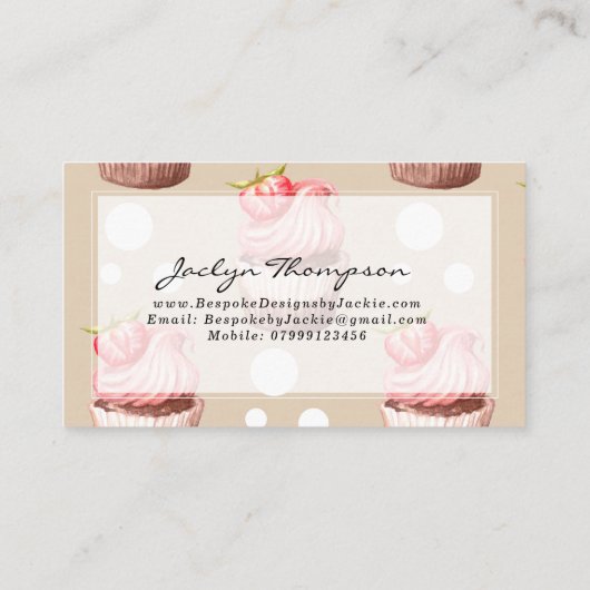 ヴィンテージピンクのカップケーキの名刺 名刺 (裏面)