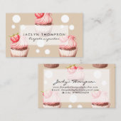 ヴィンテージピンクのカップケーキの名刺 名刺 (正面/裏面)