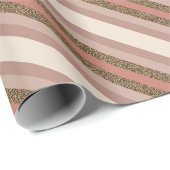 ヴィンテージピンクのクリスマスの対角線ストライプ材 ラッピングペーパー (ロールコーナー)
