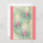 ヴィンテージピンクのクリスマスの幸せ シーズンポストカード (正面/裏面)