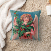ヴィンテージピンクのクリスマスエンジェルの装飾の枕 クッション (ブランケット)