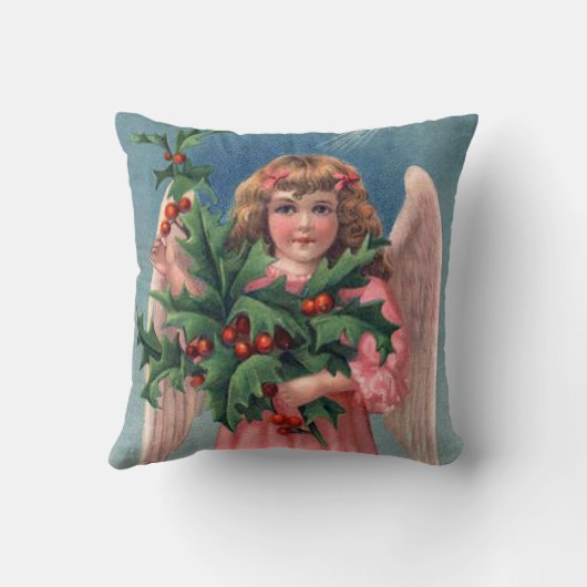 ヴィンテージピンクのクリスマスエンジェルの装飾の枕 クッション (裏面)