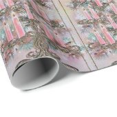 ヴィンテージピンクのクリスマスキャンドル ラッピングペーパー (ロールコーナー)