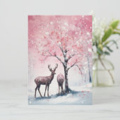 ヴィンテージピンクのクリスマスツリーのグリーティングカード シーズンカード (スタンド正面)