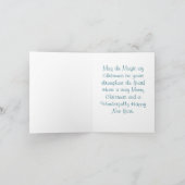 ヴィンテージピンクのクリスマスツリーディアブルー背景 シーズンカード (内部)