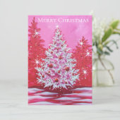 ヴィンテージピンクのクリスマスツリー シーズンカード (スタンド正面)