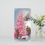 ヴィンテージピンクのクリスマスツリー シーズンカード (スタンド正面)