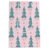 ヴィンテージピンクのクリスマスツリー ミディアムペーパーバッグ (裏面)