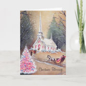 ヴィンテージピンクのクリスマスツリー |国教会 シーズンカード (正面)