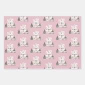 ヴィンテージピンクのクリスマスパターン ラッピングペーパーシート (正面3)