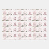 ヴィンテージピンクのクリスマスパターン ラッピングペーパーシート (正面)