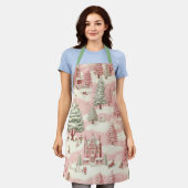 ヴィンテージピンクのクリスマス エプロン (着用した状態)