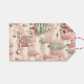 ヴィンテージピンクのクリスマス ギフトタグ (正面(横))