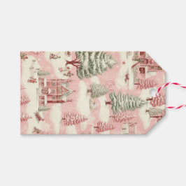 ヴィンテージピンクのクリスマス ギフトタグ