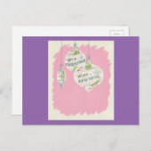 ヴィンテージピンクのクリスマス シーズンポストカード (正面/裏面)