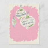 ヴィンテージピンクのクリスマス シーズンポストカード (正面)