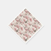 ヴィンテージピンクのクリスマス スタンダードカクテルナプキン (角)