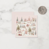 ヴィンテージピンクのクリスマス ノートカード (正面/裏面インサイチュ)